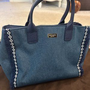 RARE! Kate Spade Large Denim Tassel Shoulder Bag